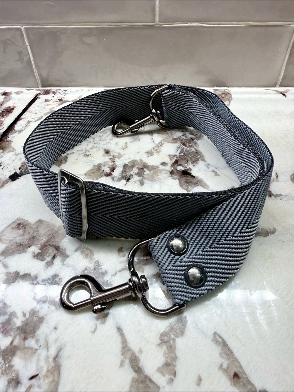 Black & Gray Herringbone Nylon Replacement Strap